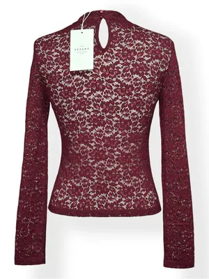 SÉZANE Taori Long Sleeve Lace Blouse, Red, FR38/US6 thumbnail 11
