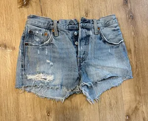 Levi’s Distressed Frayed Jean Shorts thumbnail 1
