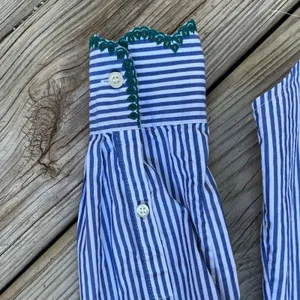 J.Crew Women's Blue & White Striped Embroidered Collar Shirt Size 00 thumbnail 4