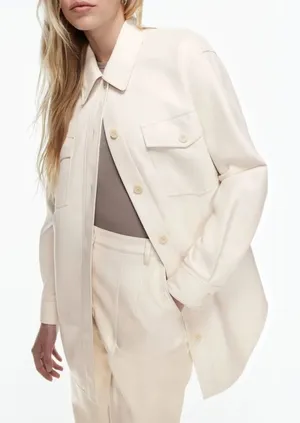 Aritzia Wilfred | Women's 2XS | The Ganna Vegan Leather Shirt Jacket in Birch thumbnail 1