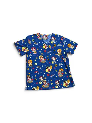 Disney Women’s Happy Halloween Blue Printed V-Neck Scrub Top thumbnail 6