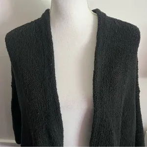 Loft • Black Oversized Open Front Short Sleeve Cardigan thumbnail 2