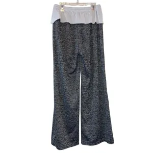 Wide Leg Lounge Pants Gray Marled Drawstring Pull On Soft Casual Palazzo‎ L/XL thumbnail 2