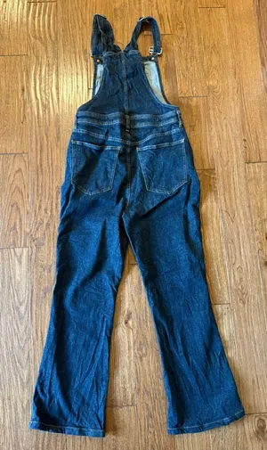 Madewell flea market flare crop dark wash overalls size 6 thumbnail 8