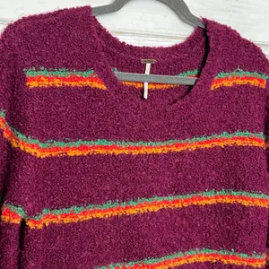 Free People Best Day Ever Striped Sweater Alpaca Blend Cozy Size Medium thumbnail 9