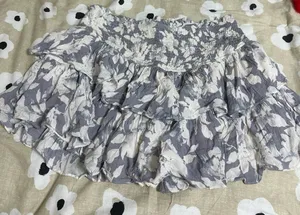 Mustard seed grey floral mini skirt thumbnail 1