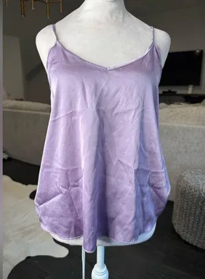 Lavender Spaghetti Strap Satin Sleep Top Purple Size M thumbnail 1