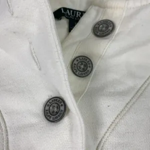 Lauren Ralph Lauren‎ Hoodie Womens Small White Henley Pullover Pocket Logo Knit thumbnail 3