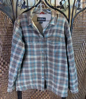 Woolrich Sherpa-Lined Plaid Hickory Shacket Size M thumbnail 1