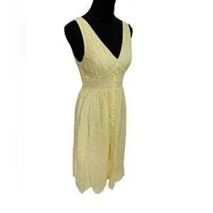 Love Bonito V-Neck Eyelet Midi Dress in Pale Yellow thumbnail 4