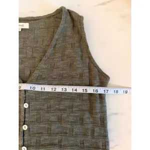 Madewell Olive Green Basketweave Knit‎ Button Front Sweater Vest NN249 Womens XS thumbnail 8