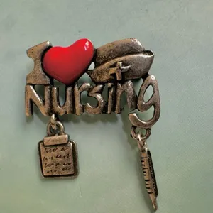 Style Vintage “I ❤️ Nursing” Brooch with Charms thumbnail 2