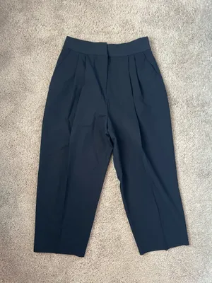 Asos Pleated Tapered Navy Trousers thumbnail 2