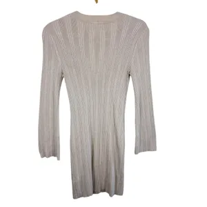 Olive & Oak Tan Rayon Ribbed Knit Long Sleeve Light Above Knee Sweater Dress M‎ thumbnail 2