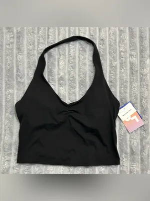 JoyLab Black Halter Crop Top thumbnail 3