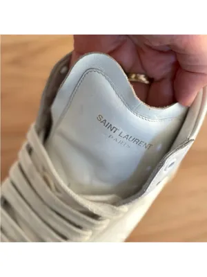Saint Laurent White Leather High-Top Sneakers with Cream Sole thumbnail 2