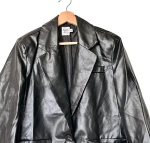 Princess Polly Women's Black faux Leather blazer Jacket M thumbnail 5