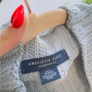 AMERICAN EAGLE‎ Light Blue Knit Mock Neck Sweater Size S\XS thumbnail 9