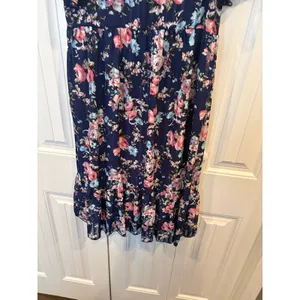 Orange Creek Los Angeles Blue Floral Short Sleeve Midi Dress Small‎ thumbnail 5