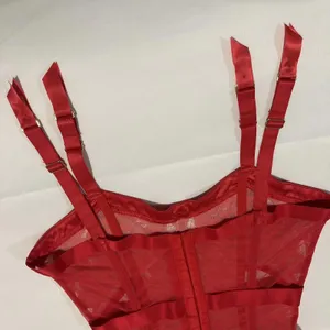 Victoria’s Secret 34B Red Boned Corset Bra With Garter Straps Lace Women’s thumbnail 11