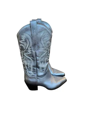 Jeffrey Campbell - Dagget in Light Blue Metallic Cowboy Boots 7 thumbnail 3