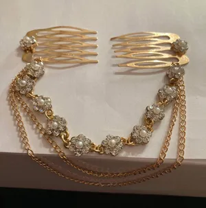SLBRIDAL Wired crystal rhinestone hair comb Chain hair accessories thumbnail 1