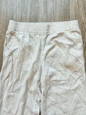 Old Navy Linen Pinstripe Straight Leg Pull On Pants Summer Breathable Size M thumbnail 3