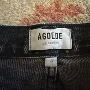 Agolde 27 High Rise Denim Mini Shorts Black Distressed Raw Edge Hem thumbnail 2