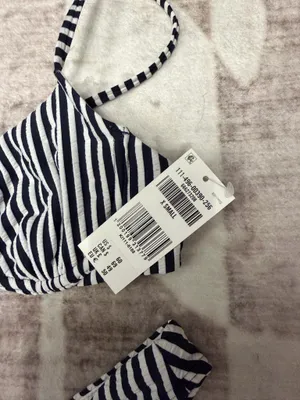 Abercrombie Navy and White Striped Bikini Set thumbnail 8