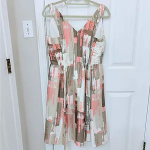 Banana Republic 100% Silk Abstract Print Sleeveless Fit and Flare Dress thumbnail 4
