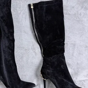 Ariz Suede Knee High Boots Glam Stiletto Pointed Toe Black Women Size 10 thumbnail 8