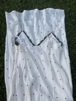 Lulus Majella Ivory Polka Dot Satin Lace Slip Midi Dress Size M thumbnail 13