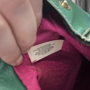Kate Spade Blue Green with pink lining 3 compartment shoulder bag thumbnail 4