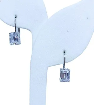 925 Clear CZ Lever Back Sterling Silver Earrings thumbnail 5