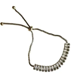 Faux diamond adjustable tennis bracelet Silver thumbnail 1