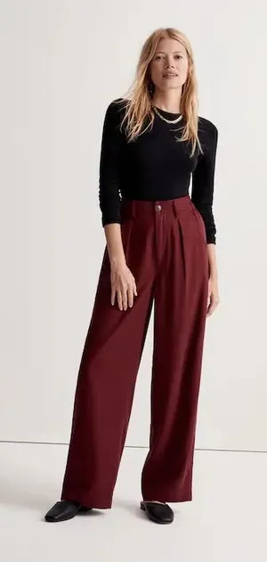 MADEWELL The Neale Straight-Leg Pant in Drapeweave in Cabernet Size 6 thumbnail 1