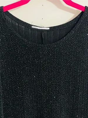 Vintage Y2K Little Black Sparkle Dress Sz XS Slinky Glitter Formal Wedding Guest thumbnail 7