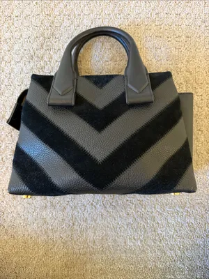 Michael Kors Rollins Small Chevron Satchel Top Handle Bag Black Purse thumbnail 10