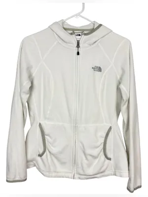 NORTH FACE Polartec Classic Women’s White Fleece Zip Hoodie Size S thumbnail 2