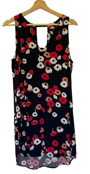 GAP floral sleeveless dress v-neck navy red white rayon women's‎ size medium thumbnail 1