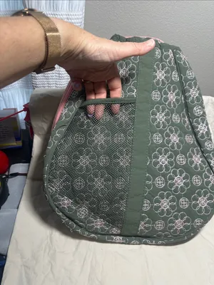 Quilted Olive Green Floral Crossbody Bag with Pink Trim by Oak and Reed. new thumbnail 12