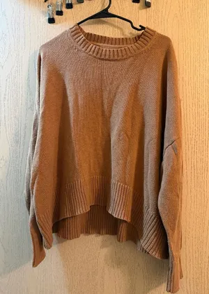 Daily Ritual High-Low Crewneck Sweater XL Camel Brown thumbnail 1