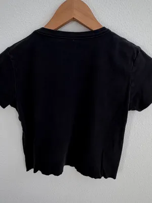 Brandy Melville J.Galt Super Moto Graphic Baby Tee Black Cropped Top One Size thumbnail 7
