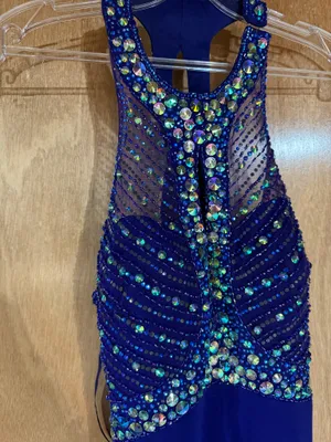 Deep Purple floor length prom dress with leg slit thumbnail 2