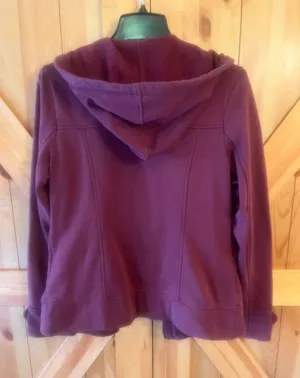 Maurices Womens Med Maroon Zip Up Hoodie Coat 24” Long thumbnail 3