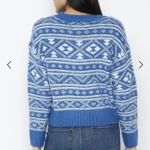 American Eagle Blue & White Fair Isle Snowdrift Long Sleeve Sweater Sz‎ S thumbnail 2
