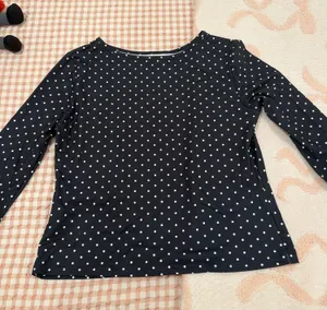 black and white polka dot quarter length top thumbnail 1