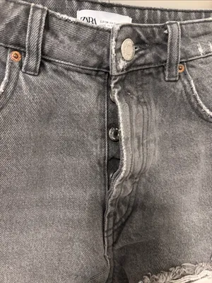 Zara Gray Jean Denim Shorts Size 2 thumbnail 3