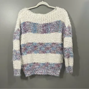 Altar'd State Eyelash Striped Fuzzy Sweater M/L thumbnail 4