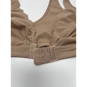 Wireless Bralette Women M Nude Scalloped Front Closure VNeck Comfort Stretch thumbnail 4
